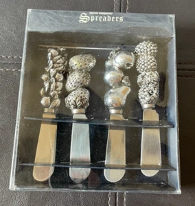 NEW Boston Warehouse Dellarobbia Spreaders Set of 4 Fruit Theme Stainless Steel - Picture 1 of 7