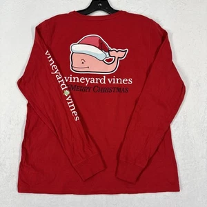 Vineyard Vines Red Merry Christmas Cotton Long Sleeve T Size Large Mint - Picture 1 of 8