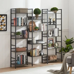 Bookshelf 5-Tier Open Bookcase, Triple Wide 70in Tall Display Shelf with 14 O... - Picture 1 of 7