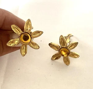 Cecile Jeanne Boucles D’oreilles Bijoux Fleur Cabochon Vintage Schmuck Alt - Bild 1 von 6