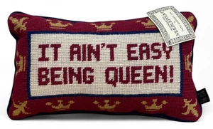 Vintage Twos Company Needlepoint Pillow Wool It Ain't Easy Being Queen New - Picture 1 of 7