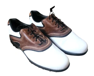 Footjoy Contour Series By FJ Spiked 54024 Size 13 Wide White/Brown and Black - Picture 1 of 10