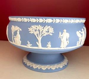 Vintage Wedgwood Blue Jasperware Footed Centerpiece Bowl/Compote – England - Picture 1 of 11