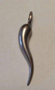 Vintage Italian Sterling Silver Hollow Horn Pendant - Picture 1 of 5