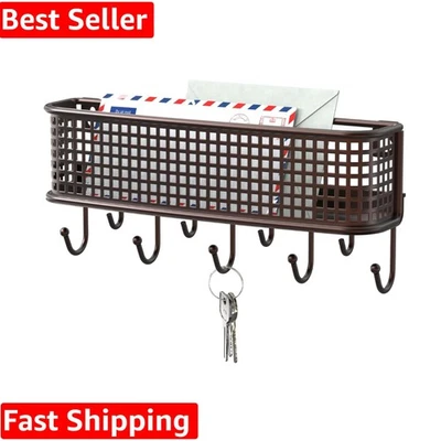 Бронзовый настенный органайзер в винтажном стиле: крючки для ключей и почтовая полка — простая сборка - Изображение 1 из 4