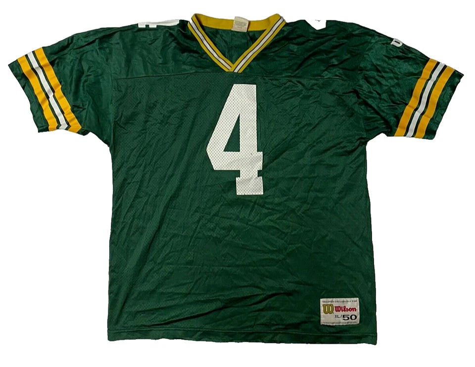 Camiseta de los Green Bay Packers para hombre XL verde #4 Brett Favre vintage Wilson NFL Foto 1 de 4