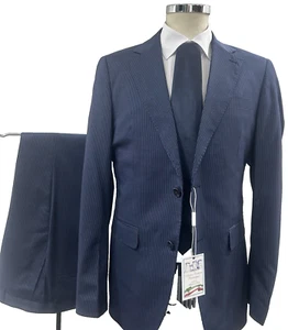 Traje Hombre Made IN Italy Azul Raya Diplomática Slim Fit 44 46 48 50 52 54 56 - Imagen 1 de 22