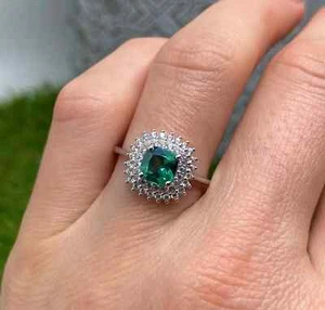 Topaz Blue-Green natural gemstones Ring, sterling silver 925, gold plated, 8US - Picture 1 of 3
