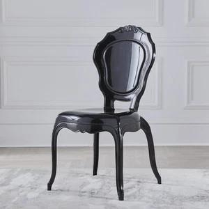 Silla de salón apilable NichesV2 negra de alto brillo estilo francés tocador silla de comedor - Imagen 1 de 6
