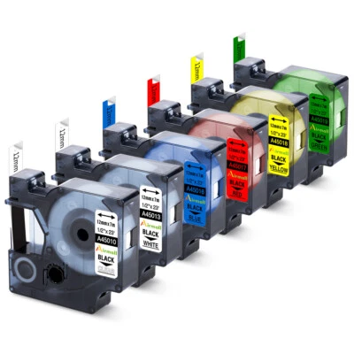 6x Schriftband für Dymo D1 12mm 45013 45010 45018 45019 LabelManager 160 280 350