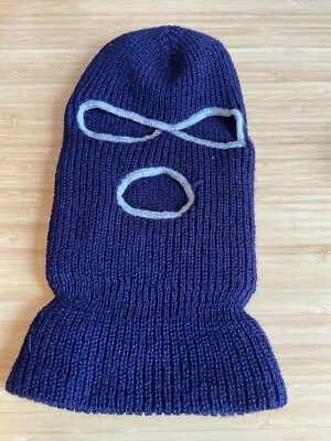 Máscara de esquí vintage tejida ladrón pasamontañas 3 agujeros años 80 90 Foto 1 de 4