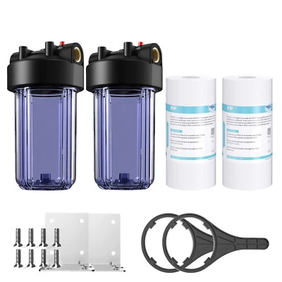 2Pack 10 Inch Clear Whole House Water Filter Housing &2p Sediment Filtration Set - Image 1 of 4