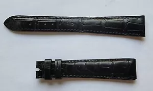 Autentico cinturino orologio Patek Philippe Geneve in pelle nera lucida 19/14 mm 84+124 - Foto 1 di 2