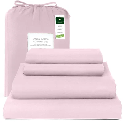 100% Cotton 4 Piece Bed Sheets Set Queen King Size With Pillowcases -Deep Pocket - Image 1 of 4