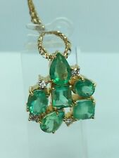 6.50ctw Natural Colombian Multi-Shape Emerald & Diamond Pendant 18K Y.G