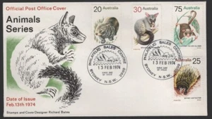 1974 Australia ANIMAL Series Glider Anteater Possum Wombat APO FDC - Foto 1 di 1