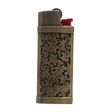 Vintage Floral Metal Lighter Case Cover Holder for Mini BIC Lighter J5 Bronze