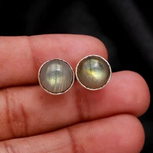 Labradorite Fire Gemstone Handmade 925 Sterling Silver Jewelry Stud Earring - Picture 1 of 4