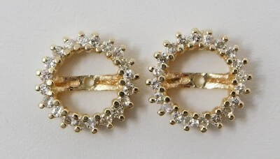 Par de protectores mejoradores de pendientes chaqueta con tachuelas de diamante de oro de 14 quilates B6928 Foto 1 de 4