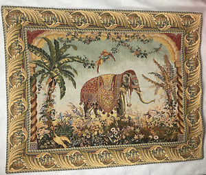 Elephant Palm Trees Tapestry Wall Hanging India