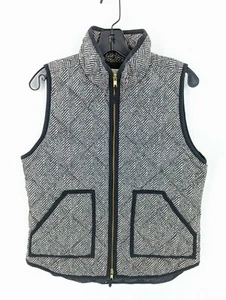 Women's J. Crew Quilted Down Herringbone Puffer Vest, Black & White, Small - Picture 1 of 7