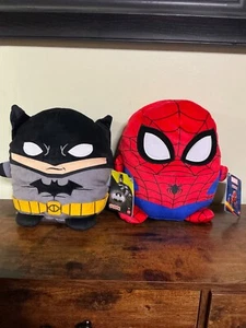 NEW W/TAGS 10” Mattel CUUTOPIA Spider-Man and Batman plush toy + FREE gift - Picture 1 of 3