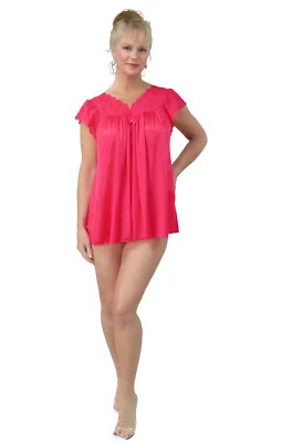 Vintage Style Pajama Women's Red Babydoll Nightgown Sleepwear Set Retro Pinup - Image 1 of 4