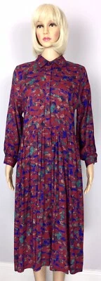 vintage 1980s MANDY MARSH red print l/s tea dress - UK 10 - Image 1 of 4