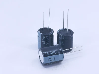 10 PIEZAS TEAPO SH 150uF 200V 18x20mm Aluminio Condensador Electrolítico 7.5mm Foto 1 de 4
