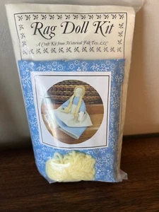 NUEVO DE LOTE 15" KIT MUÑECA DE TRAPO INDIANA AMERICAN FOLK TOYS AZUL RUBIO SUAVE COSER ARTESANÍA NUEVO - Imagen 1 de 3