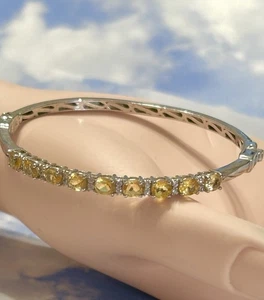 Brazalete STS Chuck Clemency plata esterlina citrino topacio blanco 925 7” - Imagen 1 de 4