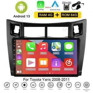 Radio de coche 4+64G para Toyota Yaris 2008-2011 Android 13 estéreo GPS navegación Carplay BT - Imagen 1 de 20