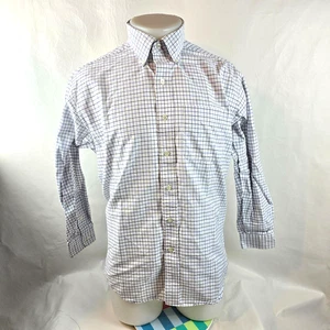 LL Bean Shirt Mens 15 32 White Blue Plaid Button Down Cotton Check Casual Dress - Picture 1 of 8