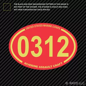 United States Marine Corps MOS 0312 Infantry Riverine Assault Craft Red Sticker - Foto 1 di 1
