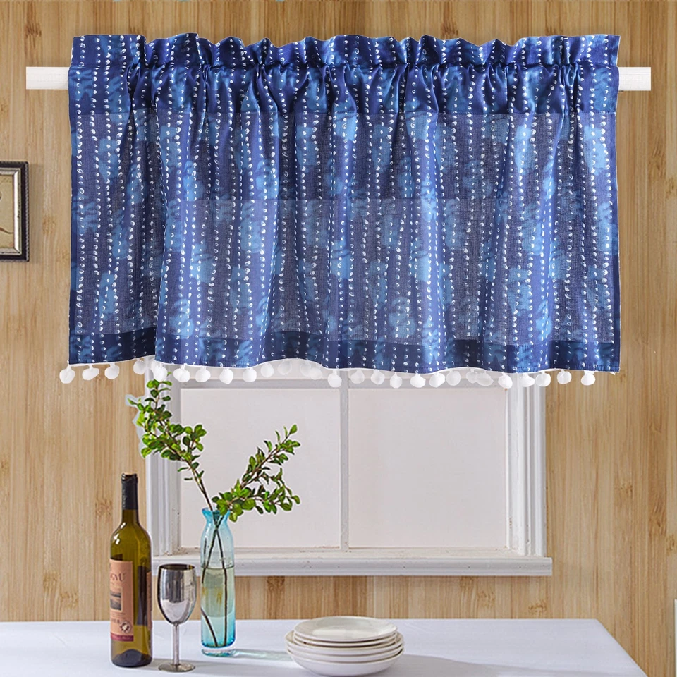 Cortina de cozinha indiana feita à mão cortina de janela de algodão cortina de borla decoração de painel - Imagem 1 de 4