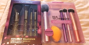 Makeup Brushes Sponge Lot Gold Glitter Acrylic Foundation Blush Face Eye Cheek - Picture 1 of 7