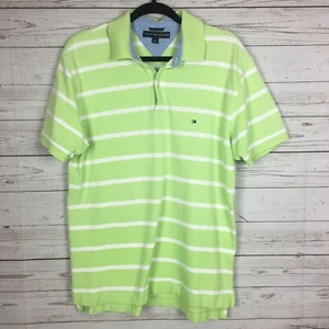 Tommy Hilfiger Hombre Manga Corta Verde y Blanco Polo Bandera Logo Talla Lg B6 - Imagen 1 de 6