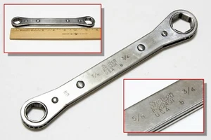 Vintage Snap-On Double Box End Ratcheting Wrench R-2024SH 5/8" 3/4" 6 Point USA - Picture 1 of 4