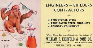 1930s Knit Wit Monkey Dog Lawson Wood William Eichfeld Sons Milwaukee WI Blotter - Bild 1 von 3
