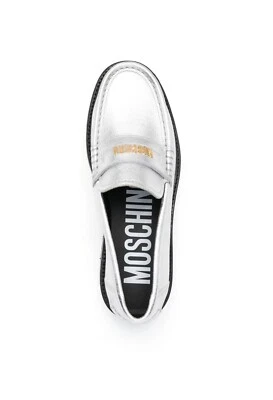 Mocasines Moschino Zapatos Cuero Plateado 38 🎀 $700  Foto 1 de 4