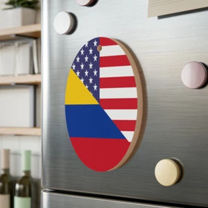 Bandera Colombo Americana Colombia Estados Unidos Adorno Madera - Imagen 1 de 25