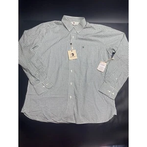 Duck Head NEW Performance Poplin Long Sleeve Plaid Shirt in Dark Forest Med $108 - Picture 1 of 7