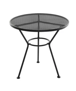 28" Black Wrought Iron Round Bistro Patio Table Diamond Steel Mesh Tabletop - Picture 1 of 6