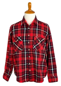 Herren Sears rot schwarz kariert Flanell Shirt XL groß 17 Taschen The Herren Store - Bild 1 von 7