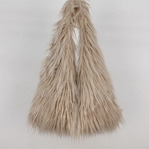 Women Shoulder Bag Handbag Faux Mongolian Fur Furry Fluffy Plush Winter New - Picture 1 of 30