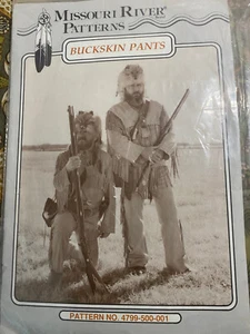 Buckskin Fransen Hose, Gr. 30-44 (Schnitt auf Herren 34), Missouri River Muster - Bild 1 von 2