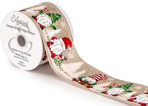 63mm Wired Edge Christmas  Tree Gonk Ribbon Decoration Party Presents, Gift Wrap - Picture 1 of 1