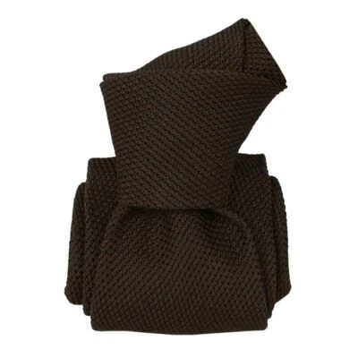 Cravate grenadine de soie, Segni & Disegni, Lucia Marron - Marron -  FABRIQUE EN - Photo 1/2