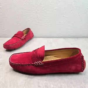 Mocassini Cole Haan Driving Penny taglia 7 rossi scamosciati slip on scarpe eleganti piatte - Foto 1 di 10