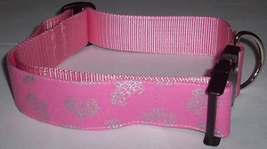 Pink & Silver Princess Dog COLLAR Pet Cute Crown Girl Big Puppy Bell Large New L - Picture 1 of 3
